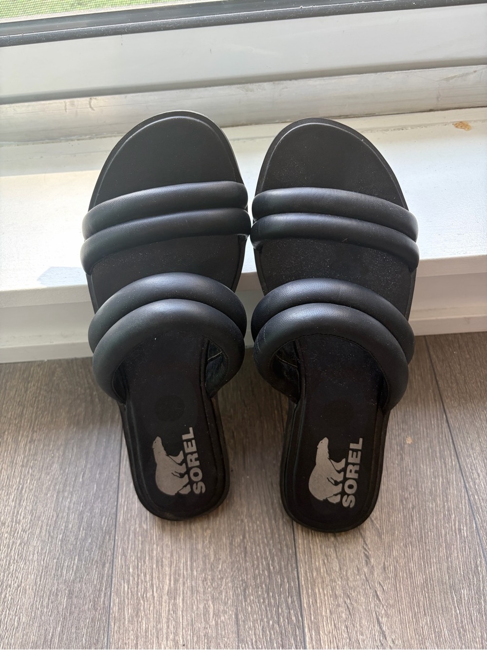Sorel Black Padded Double-Strap Slide Sandals - Women’s 8